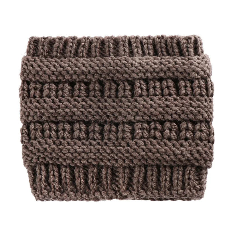 Pure Color Knit Ponytail Hat