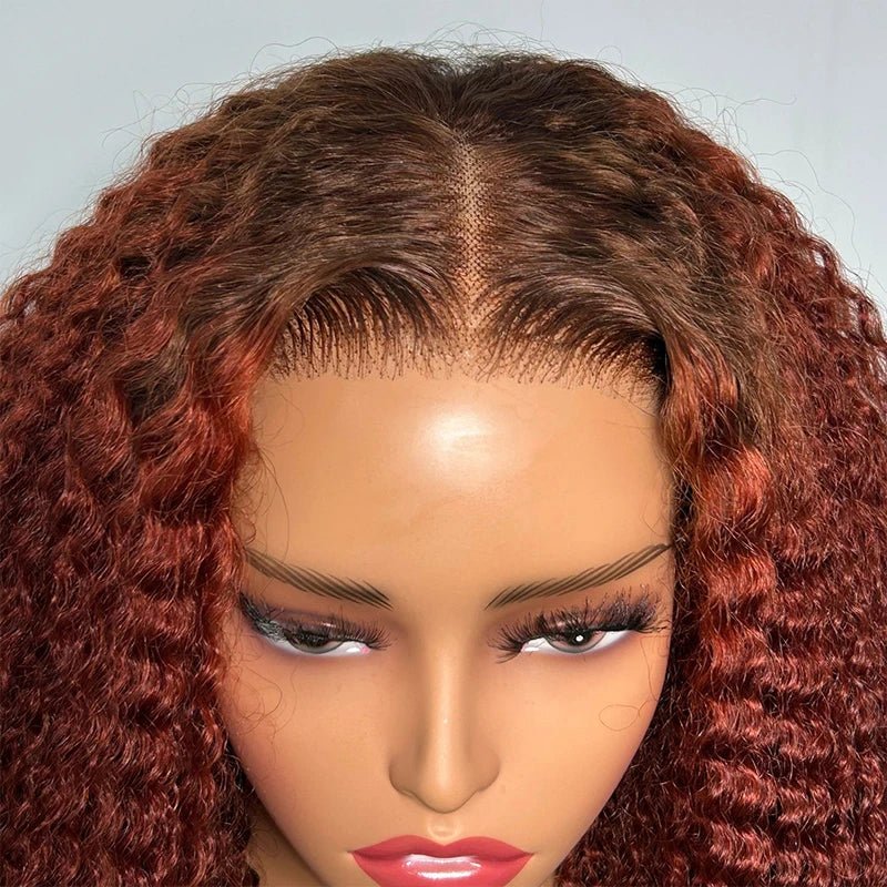 Afro Colored Bleached Knots Human Hair Wig