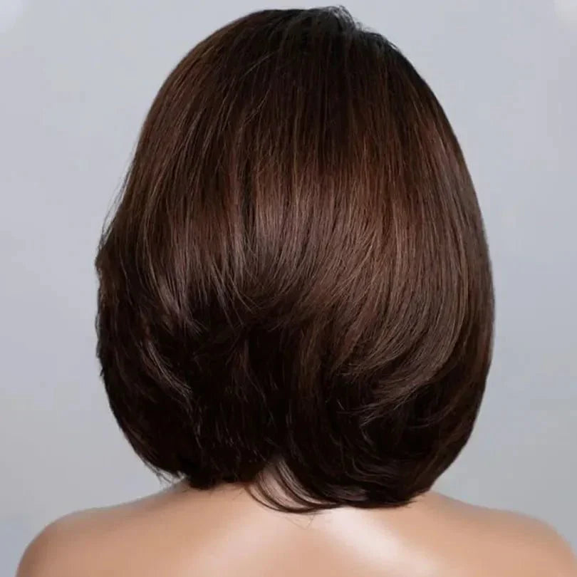 Brown Highlights Layered Cut Bob Wigs