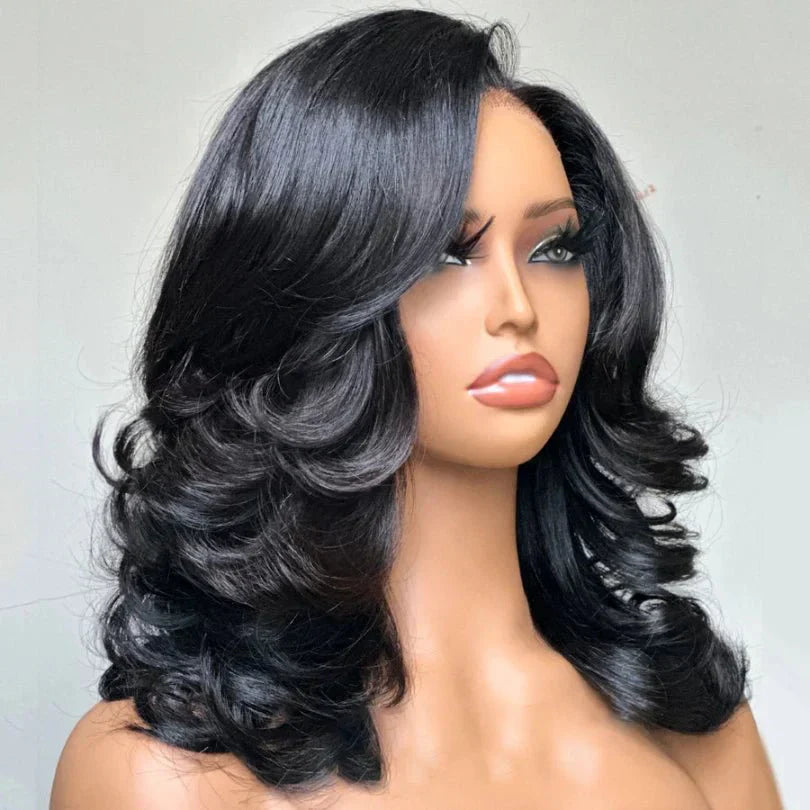 Chic 13*4 Lace Human Hair Layered Wave Wig