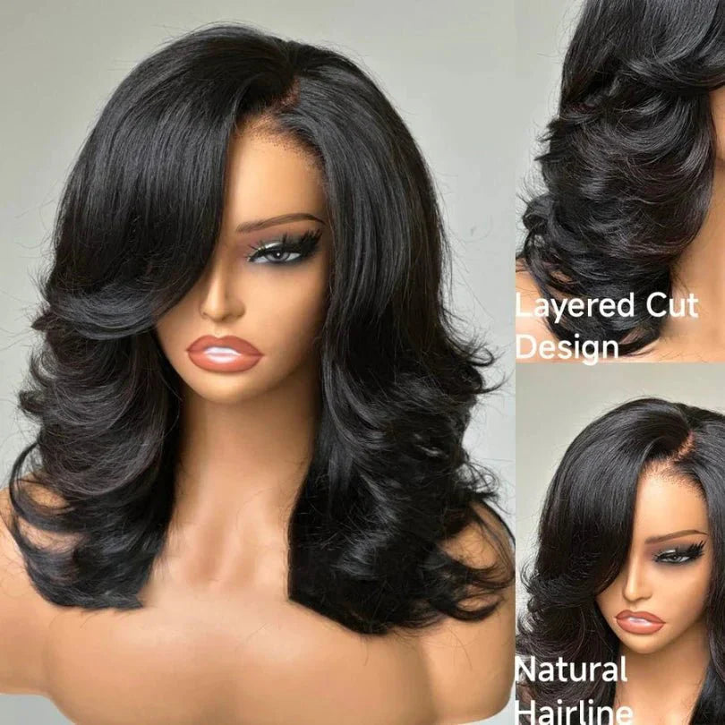 Chic 13*4 Lace Human Hair Layered Wave Wig