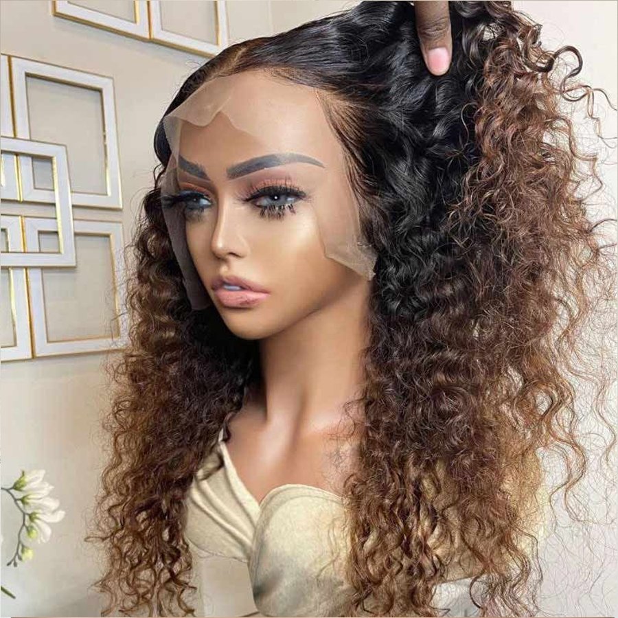Chocolate Brown Long Curly Wig 100% Human Hair