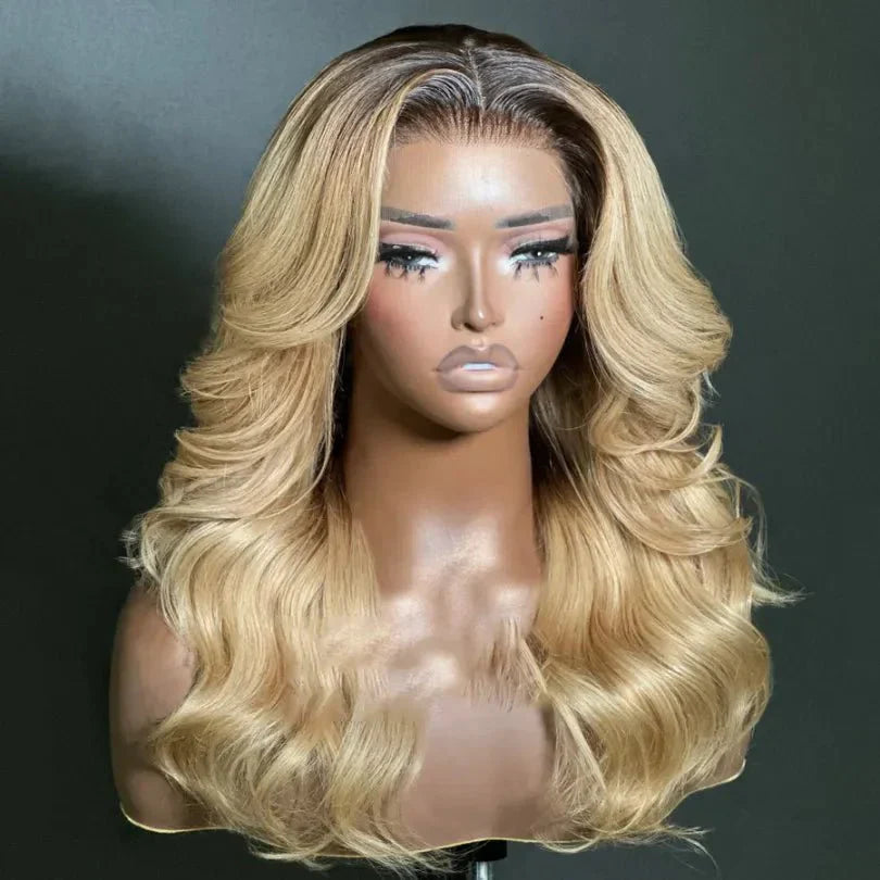 Classical Blonde Layered Cut Wavy Wigs