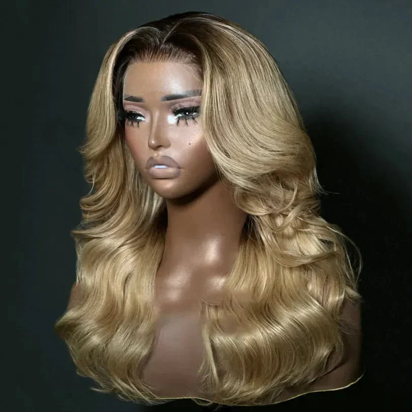Classical Blonde Layered Cut Wavy Wigs