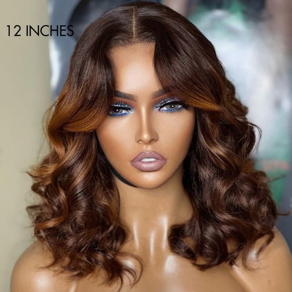 Elegant Brown Ombre Loose Wave Short Wig