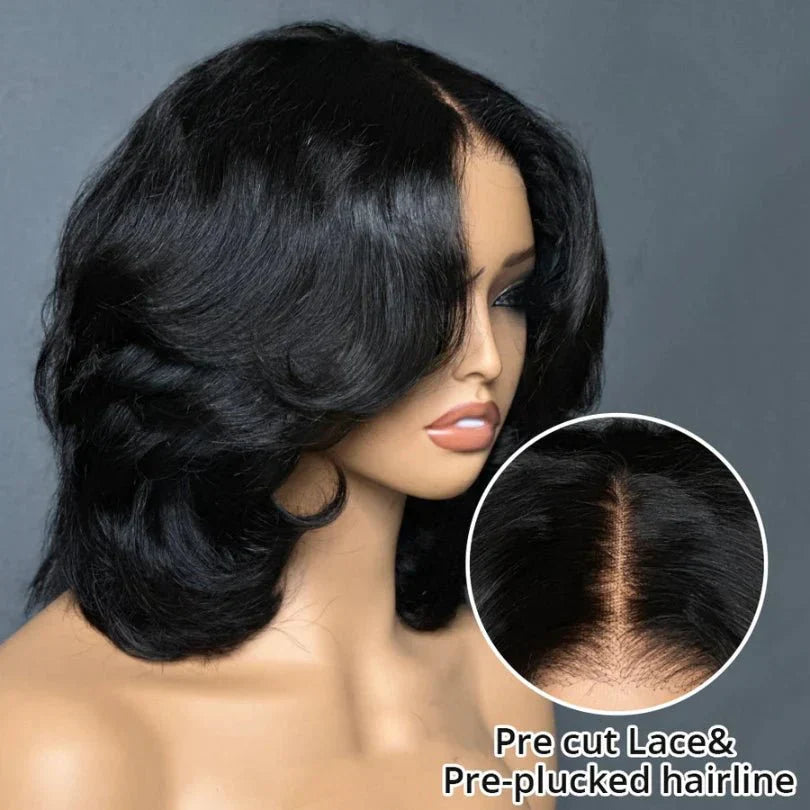 Elegant Layered Wavy Natural Black Wig for Women