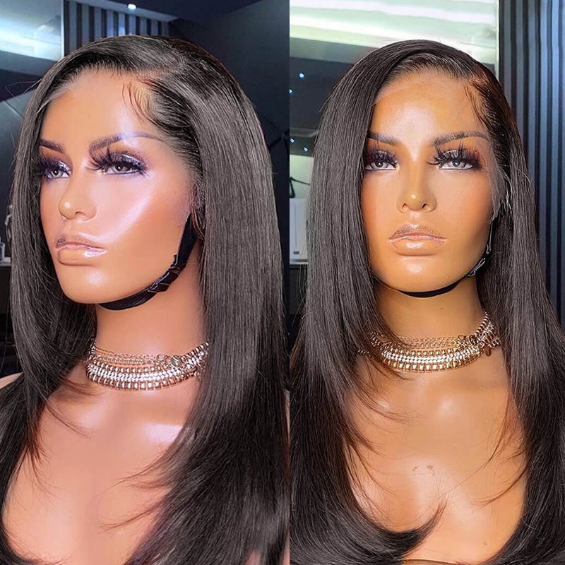 Layered Bone Straight Lace Front Wigs