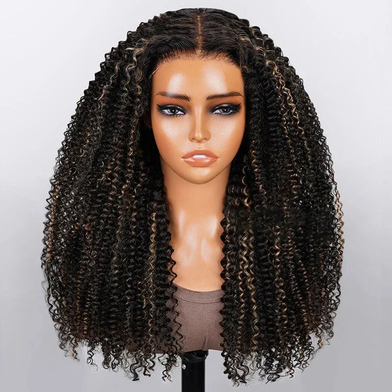 Mid-part Jerry Curly Wigs Women's High Quality Human Hair