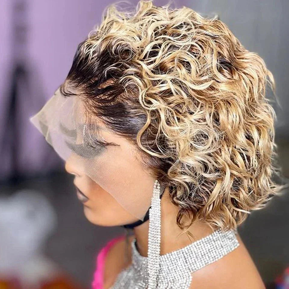 Pixie Cut Curly Short Bob Wigs 100% Human Hair Wigs