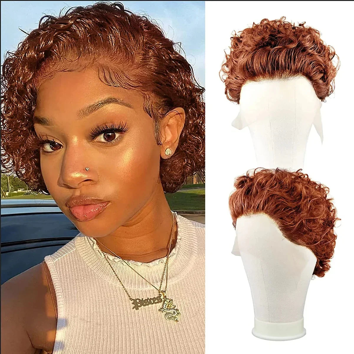 Pixie Cut Curly Short Bob Wigs 100% Human Hair Wigs