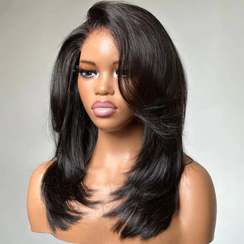 Shaggy Layered Cut Wigs With Side-swept Bangs