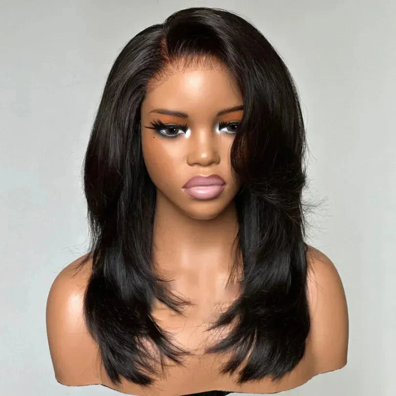 Shaggy Layered Cut Wigs With Side-swept Bangs