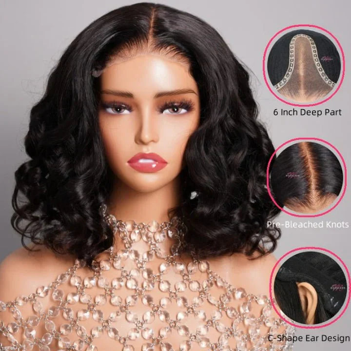 Short Bob Human Hair Loose Body Wave Pre Cut Wig