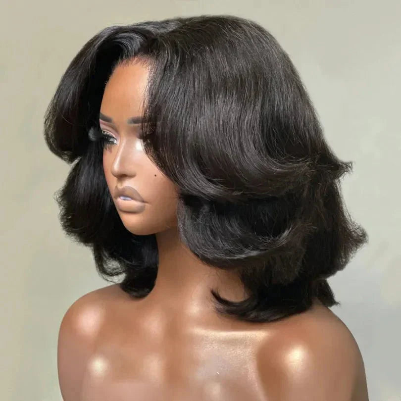 Women's Layered Cut Bob Wigs 100% Human Hair