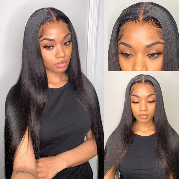 Women's Mid Part Bone Straight Wig