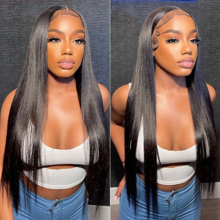 Women's Mid Part Bone Straight Wig