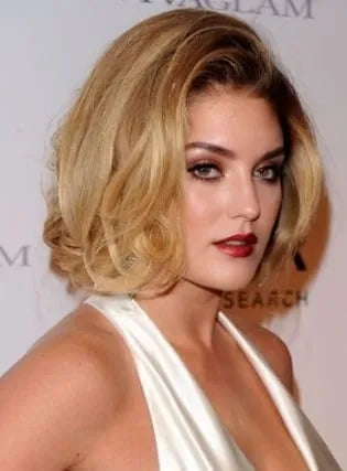 New Arrival Custom Celebrity Loose Wavy Bob Hairstyle 12 Inches Lace Front Wig 100% Human Hair