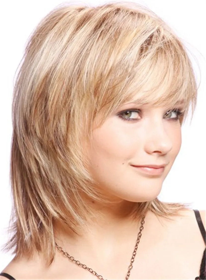 Cute Short Layered Blonde Haircut Synthetic Hair Capless Wigs 10 Inches