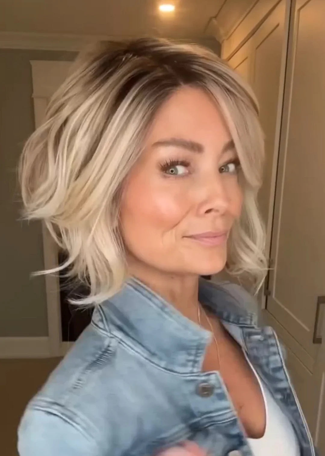 Top quality A-line Bob with waves synthetic wig
