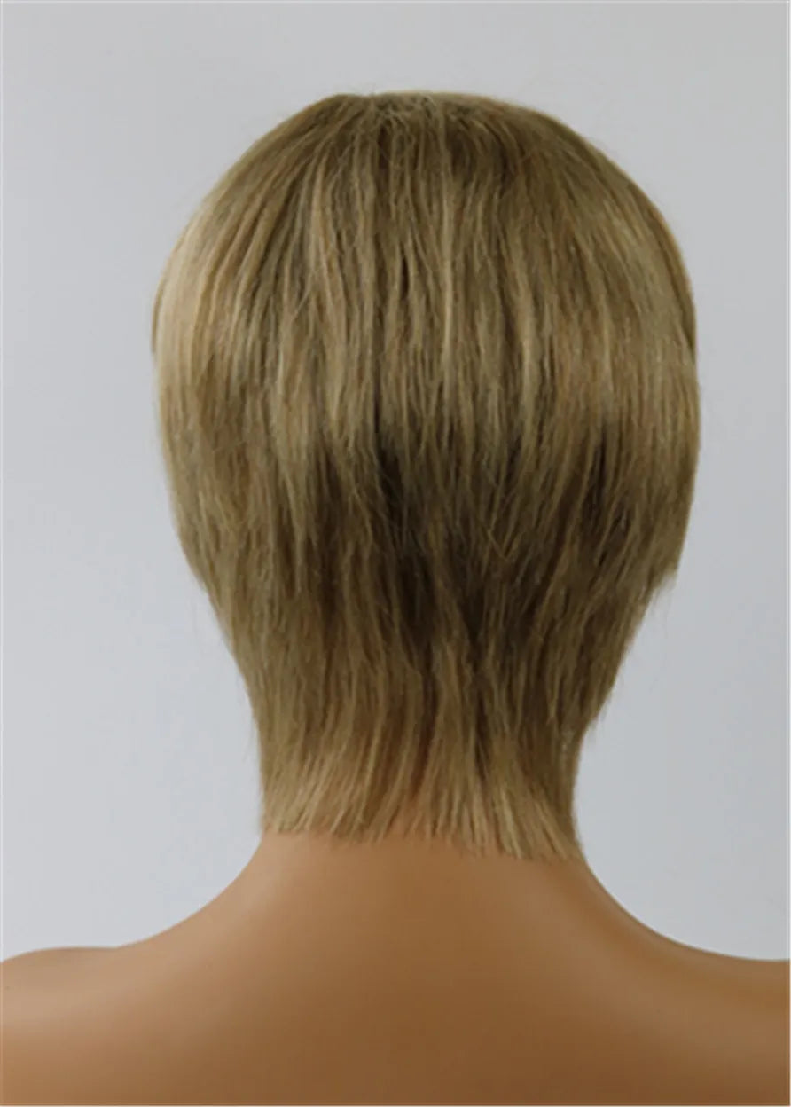 Latest Trend Short Layered Straight Lisa Rinna Hairstyle Capless Human Hair Wig 8 Inches