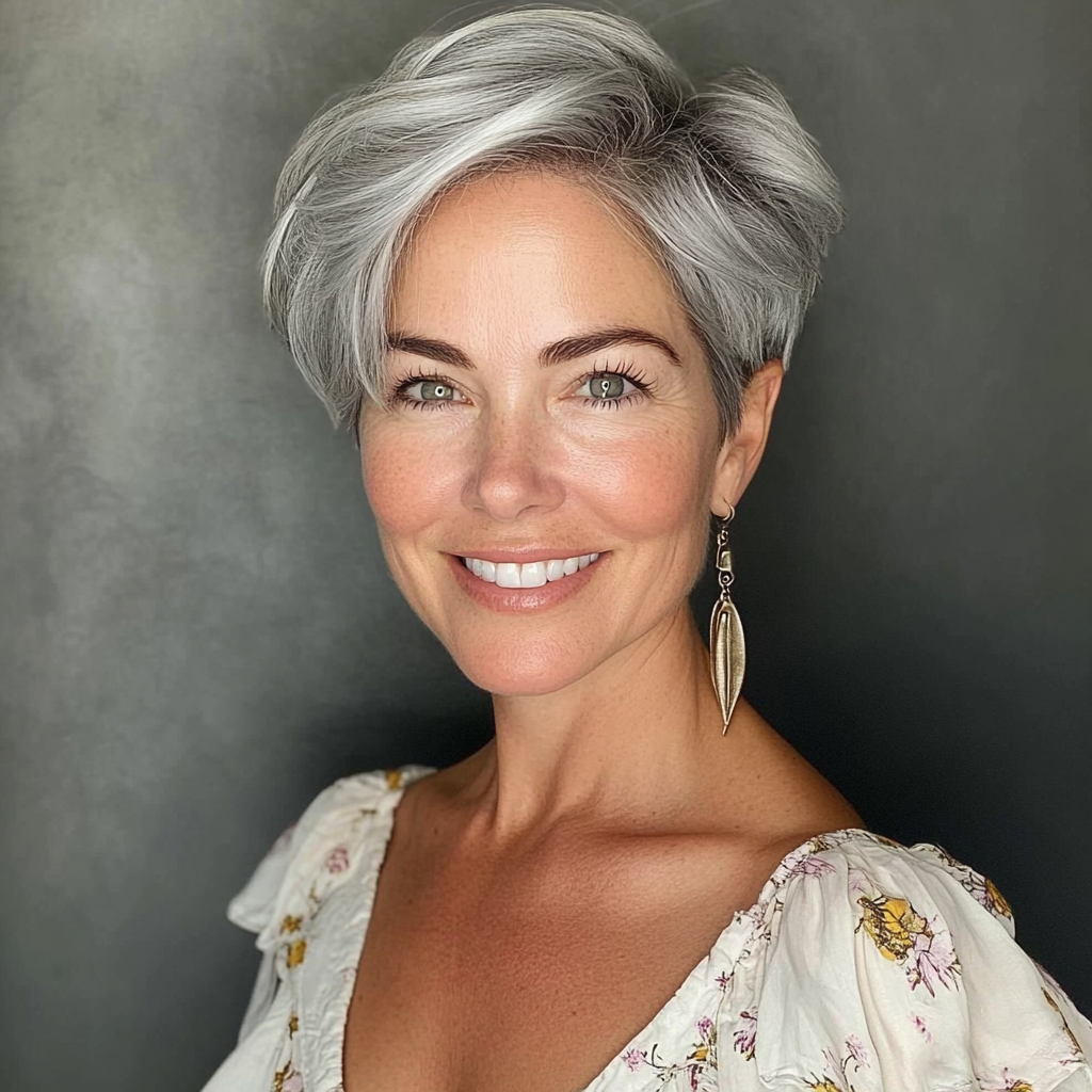Human Hair Short Pixie Cut Wigs for Black/White Women Wavy Hair Wig with Bangs