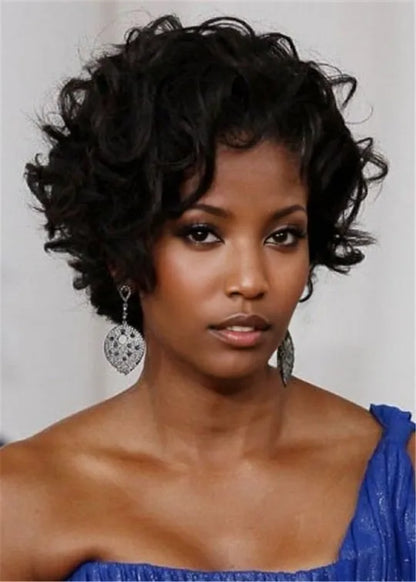 Short Curly Hairstyles Synthetic Curly African American Wigs 10 Inches