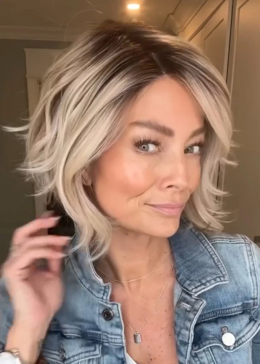 Top quality A-line Bob with waves synthetic wig