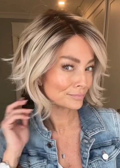 Top quality A-line Bob with waves synthetic wig