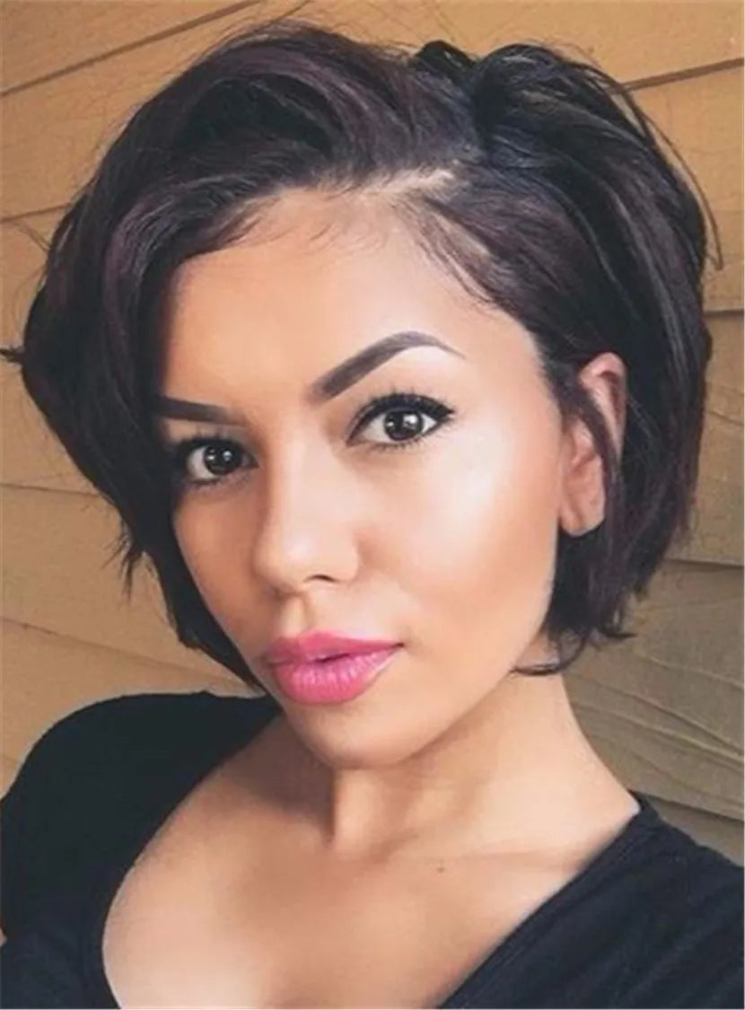 Short Wave Layered Loose Synthetic Hair Lace Front Cap Wigs 8 Inches