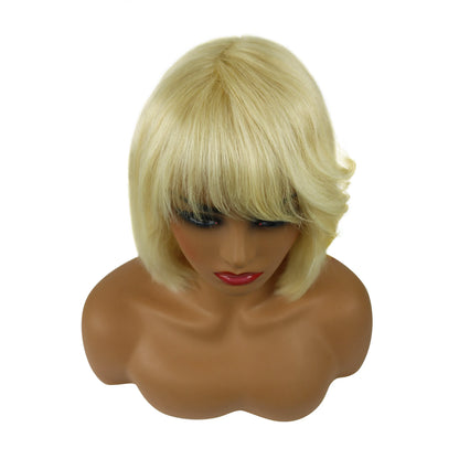 Short Natural Elegant Bob Straight Human Hair Capless Women Wig 10 Inches