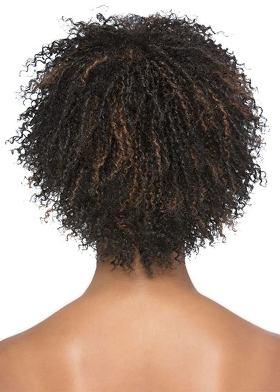 Short Afro Curly Hairstyle Women's Kinky Culry Synthetic Hair Capless Wigs 12inch