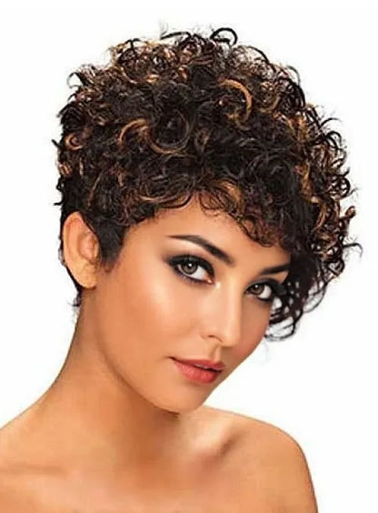 Top Quality Short Kinky Curly Capless Human Hair Wig 10 Inches
