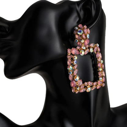 Square Diamante Hollow Out Earrings