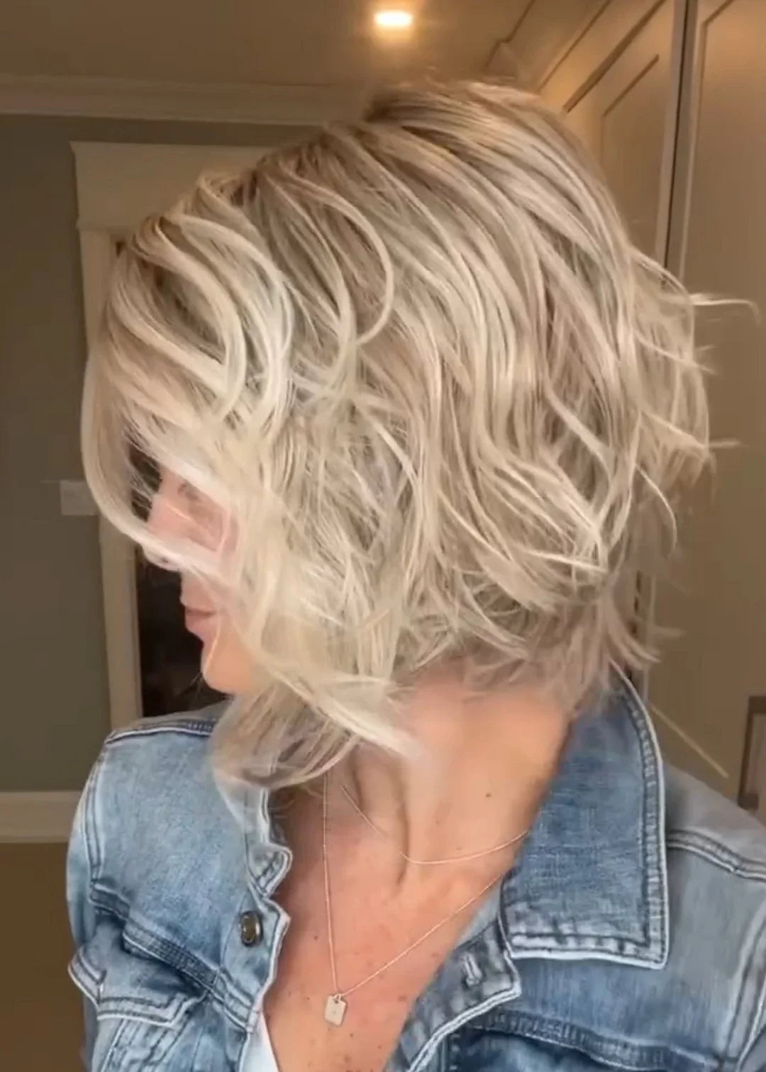 Top quality A-line Bob with waves synthetic wig