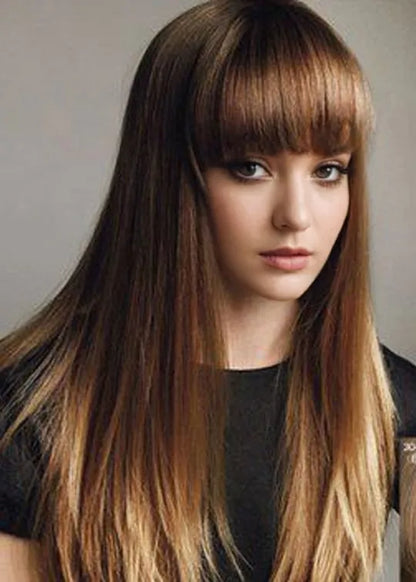 Classical Bob Top Quality Natural Straight Medium Synthetic Hair Capless Wigs 24 Inches