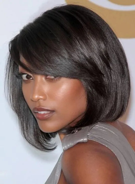 Taraji Henson Short Straight Bob Hair Style Human Hair Capless Wigs 10 Inches