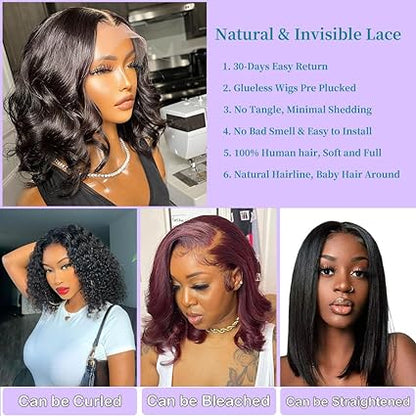 Bob Wig Human Hair13x4 Lace Front Wigs for Black Women Pre Plucked Baby Hair