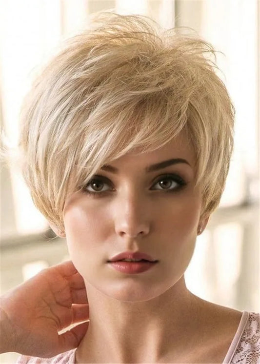 Pixie Cut Hairstyle Short Human Hair Straight Wig 10Inches