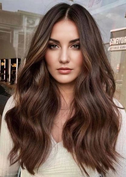 Women's Fantastic Style of Balayage Highlights Long Wavy Synthetic Hair Capless Wigs 26Inch