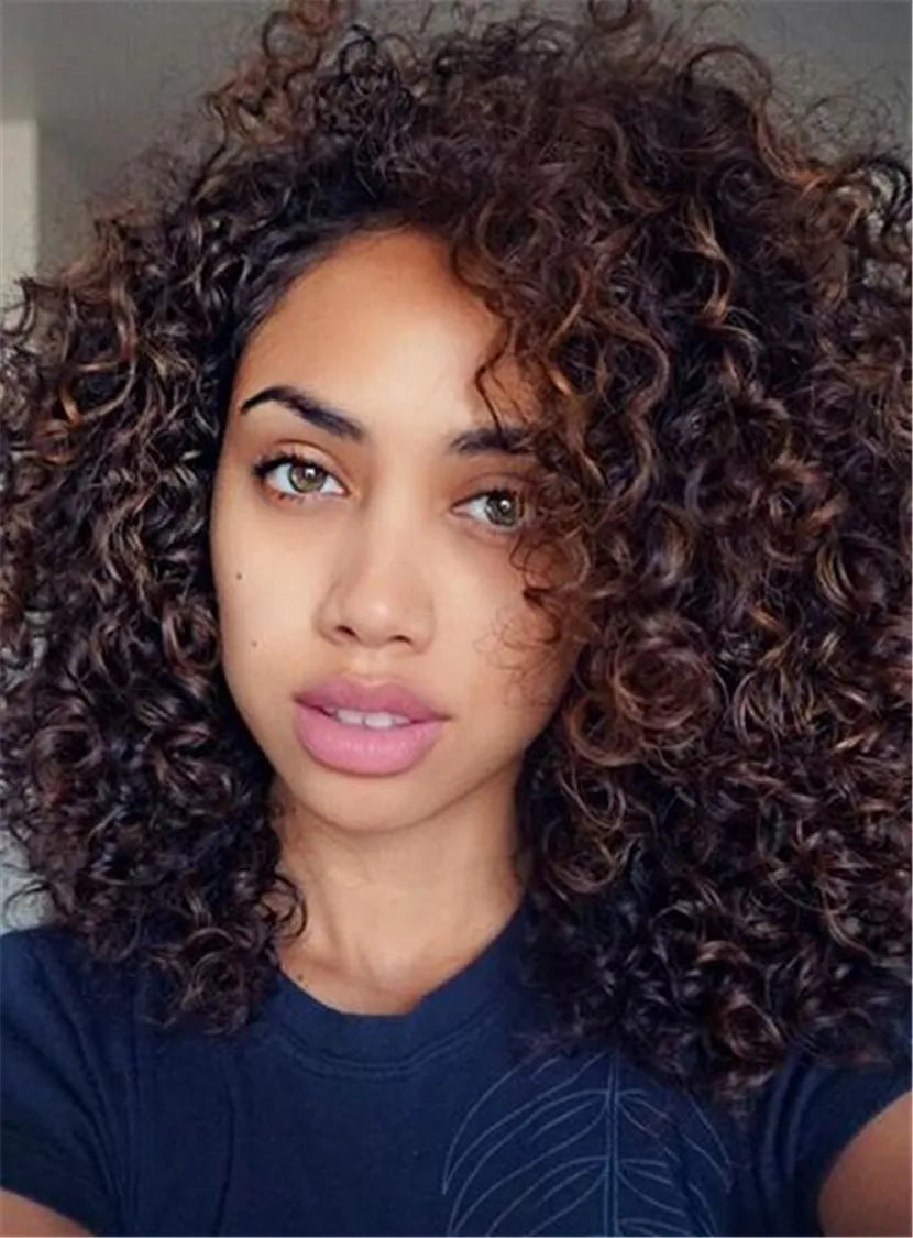 Trendy Long Round Layered Curly Hair Lace Front Synthetic Hair Wigs 14 Inches