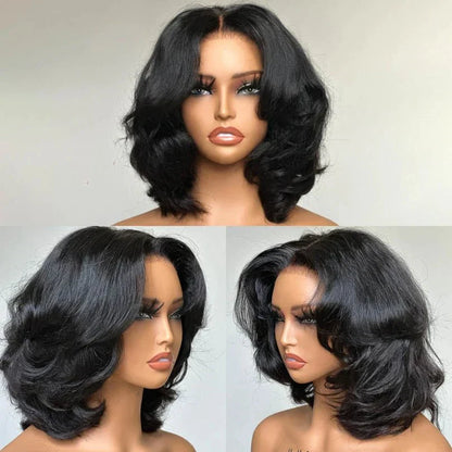 Elegant Layered Wavy Natural Black Wig for Women