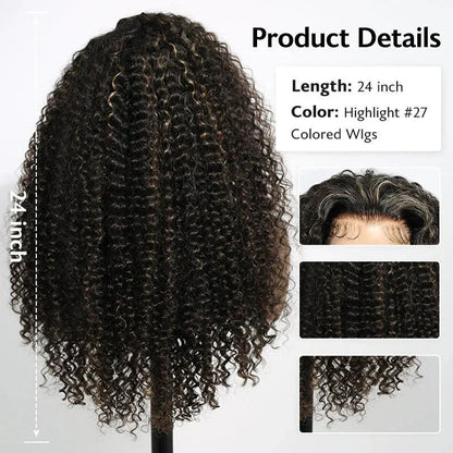 Mid-part Jerry Curly Wigs Women's High Quality Human Hair