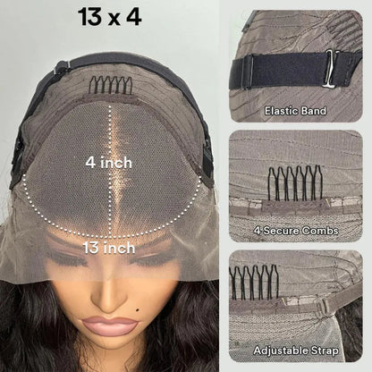 Mid-part Long Layered Wavy 13x4 Lace Front Wig