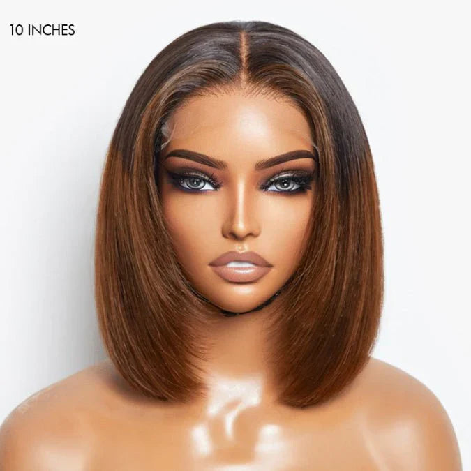 Ombre Highlight Silky Blunt Cut Bob Wigs
