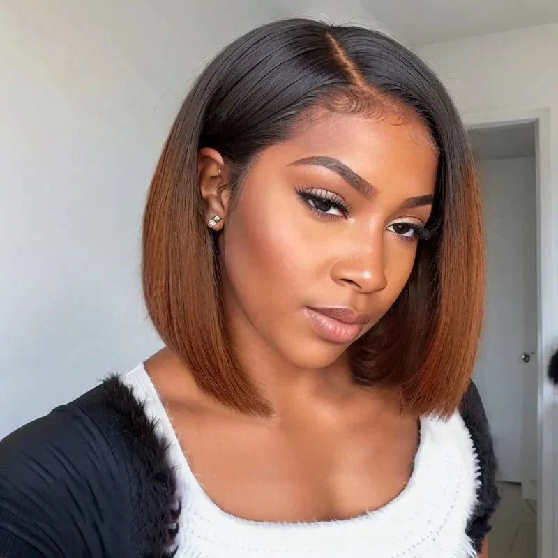 Ombre Highlight Silky Blunt Cut Bob Wigs