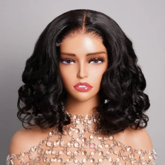 Short Bob Human Hair Loose Body Wave Pre Cut Wig